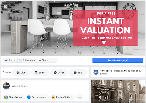 Facebook for Estate Agents - Page Button